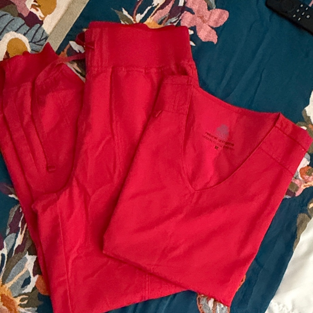Red Jogger Scrub Set